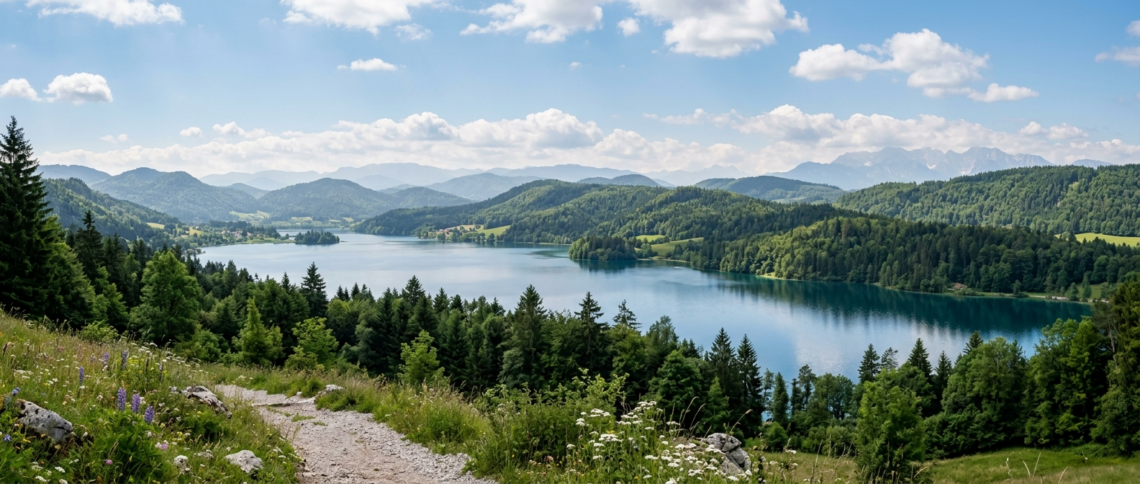 A forested European landscape in a region where the tick-borne encephalitis vaccine is advised